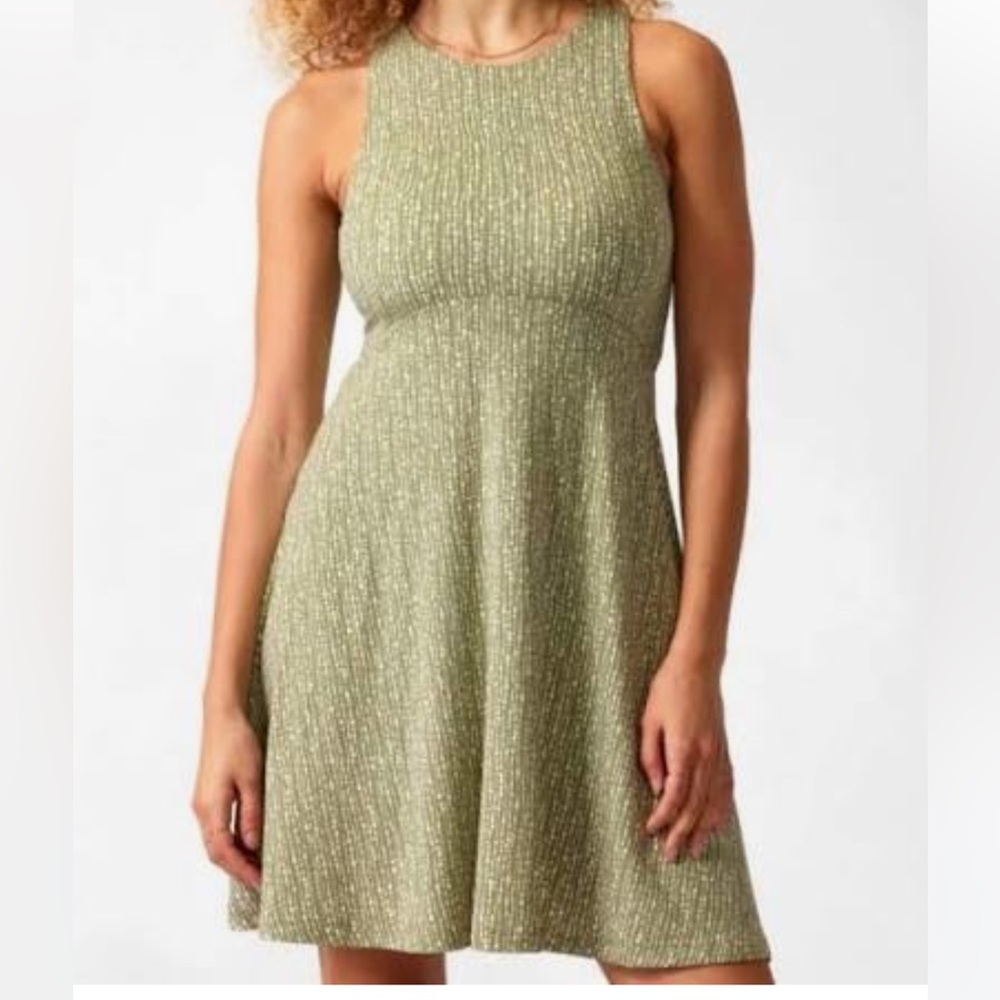 Athleta Santorini Thera printed dress, Size L/P.  Green/White.